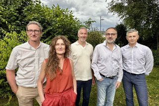 De gauche à droite : Pierre Luyet (candidat juge), Marie France Roux (candidate vice-juge), Dominique Bonvin (conseiller communal sortant et candidat), Nicolas Maret (candidat conseil communal), Jean-Jacques Roux (candidat conseil communal)